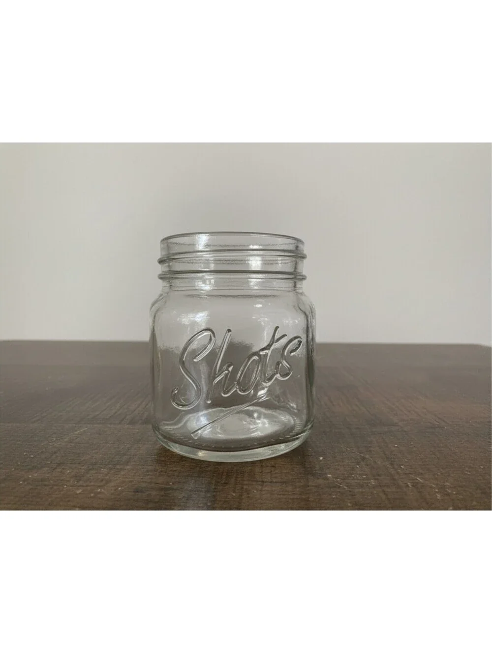 Set of 3 Clear Glass Mason Jar Shot Glasses Embossed 